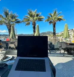 Letket team member coding on a beautiful sunny day in Amman.